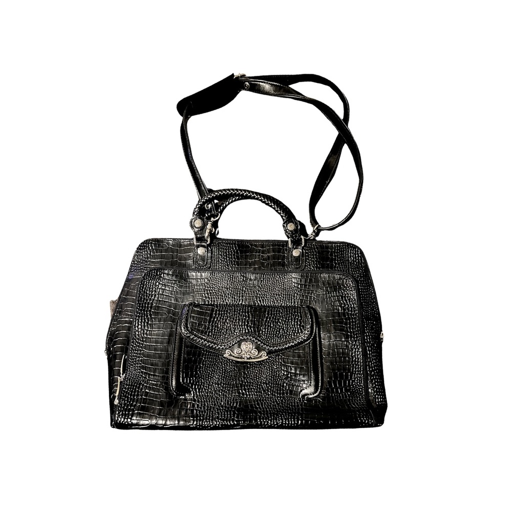 New Women's MC Black Croc Embossed Convertible Briefcase Bag / Laptop / Purse